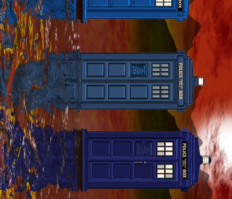 TARDISses on a Gallifreyan beach fabric by bonnie_phantasm on Spoonflower - custom fabric