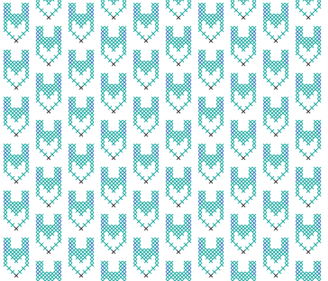 Cross Stitch Teal Fox fabric by sára_emami on Spoonflower - custom fabric