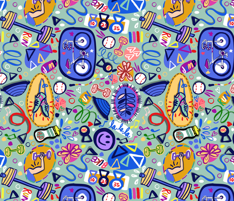 Girl Power = Healthy, Happy, and Strong! fabric by gsonge on Spoonflower - custom fabric