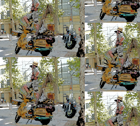 Motorcycle Performance Art in Aix-en-Provence, France fabric by susaninparis on Spoonflower - custom fabric
