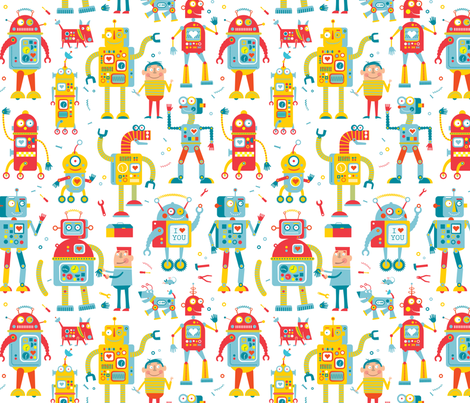 Robots fabric by edmillerdesign on Spoonflower - custom fabric