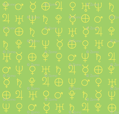 alchemy planet symbols 15-different yellow