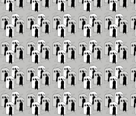 TardisGreyOnGrey fabric by morrigoon on Spoonflower - custom fabric