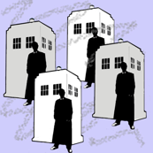 Tardis Silhouette on Light Blue