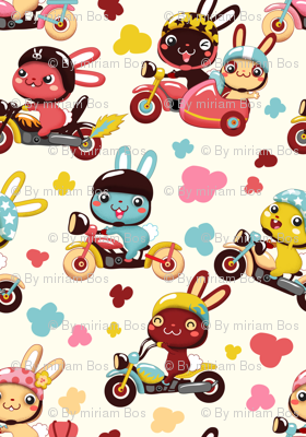 Funny Bunny Bikers for girls | White