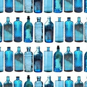 blue glass bottles small