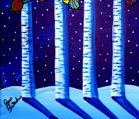 Owls in Birch Trees SAM_0186 fabric by reniebritenbucher on Spoonflower - custom fabric
