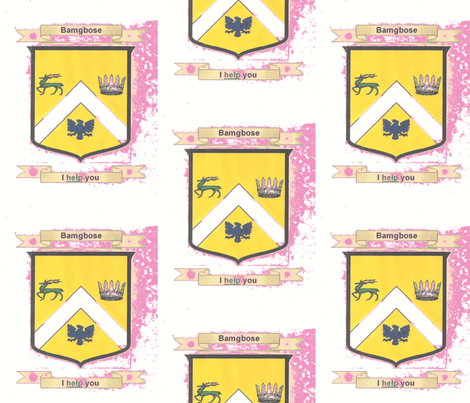 Bamgbose_Family_Crest_001-chwith pink background fabric by nancy_jean_bryant on Spoonflower - custom fabric