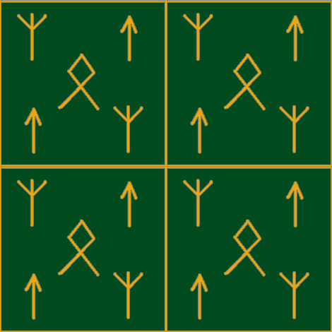 Runes o'mine-green_orange fabric by datawolf on Spoonflower - custom fabric