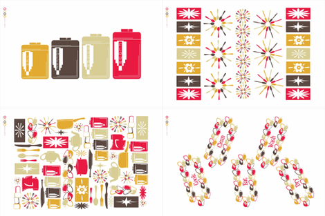 Retro Kitchen Tea Towels fabric by designedtoat on Spoonflower - custom fabric