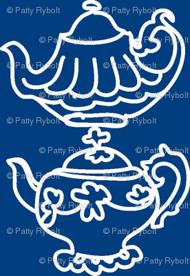Teapots (navy blue & white)