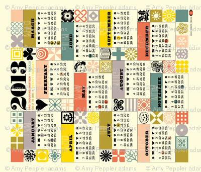 2013 Tea Towel Calendar (Retro Grid)