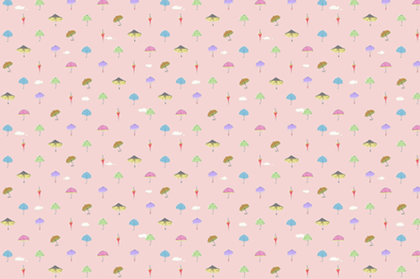 umbrella_pink fabric by lakumuki on Spoonflower - custom fabric