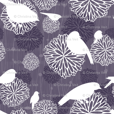Birds & Flowers - Purple