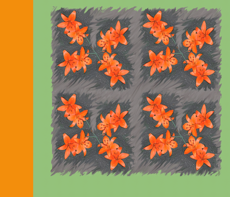 Orange Daylillies Large Blocks fabric by oceanpeg on Spoonflower - custom fabric