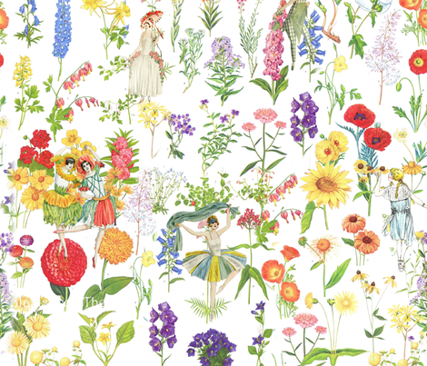 Flower Girls fabric by peagreengirl on Spoonflower - custom fabric