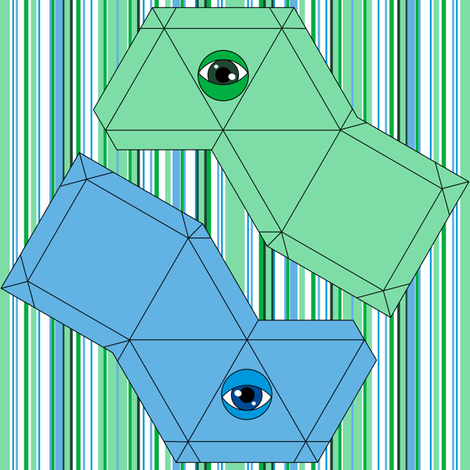 Pyramid Swatch Toy- Green and Blue