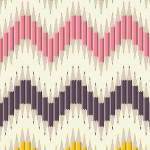 Rainbow Pencil Chevron Stripe