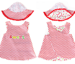 baby reversible pinafore apron dress and hat
