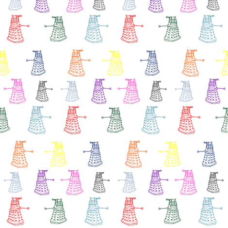 Doctor Who Inspired Rainbow Daleks fabric by bohobear on Spoonflower - custom fabric