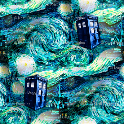 Doctor Who Inspired Starry Night TARDIS (LARGER VERSION)