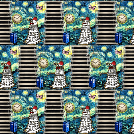 Doctor Who Inspired TARDIS Dalek Collage fabric by bohobear on Spoonflower - custom fabric