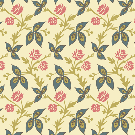 Viney_Floral_Cream fabric by modernprintcraft on Spoonflower - custom fabric