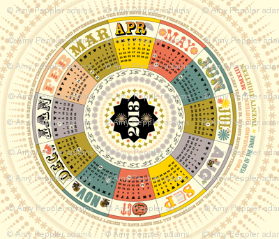 2013 Tea Towel Calendar (Circle)