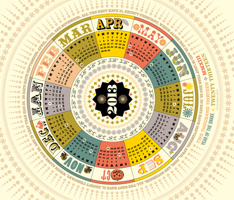 2013 Tea Towel Calendar (Circle) fabric by pennycandy on Spoonflower - custom fabric