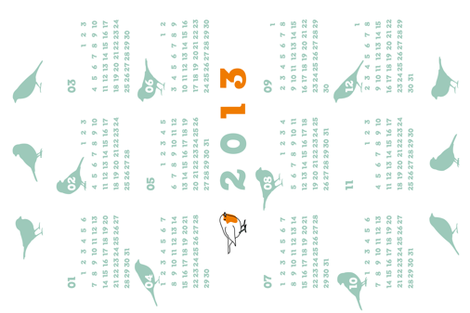 A redbreast among sparrows white (2013 calendar tea towel)
