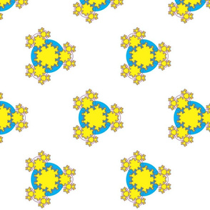Fractal Snowflakes yellow and blue