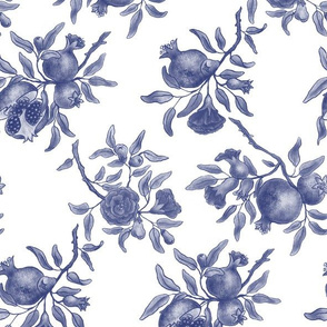 Pomegranate Trellis - Blue on White