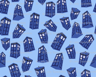 Doctor Who - spinning tardis on light blue
