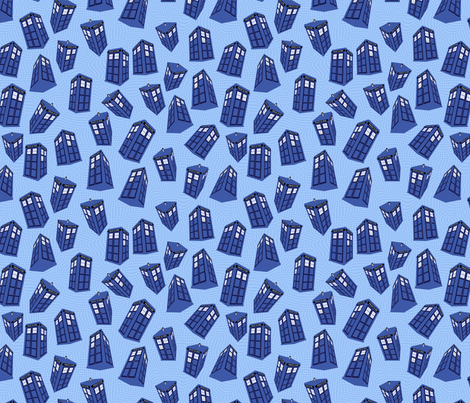 Doctor Who - spinning tardis on light blue fabric by spacefem on Spoonflower - custom fabric