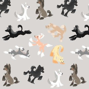 Chinese Crested Fabric - Light Warm Grey