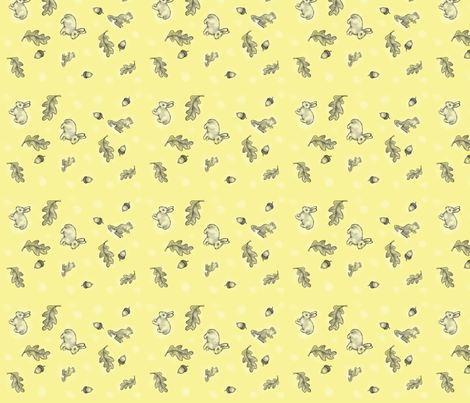 bunny and squirrel on soft yellow