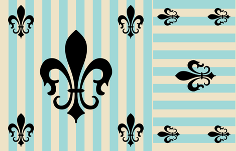 Fleur de Lis Stripe Blue fabric by laurijon on Spoonflower - custom fabric