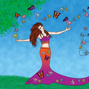 Butterfly Goddess Fabric with Blue Moon