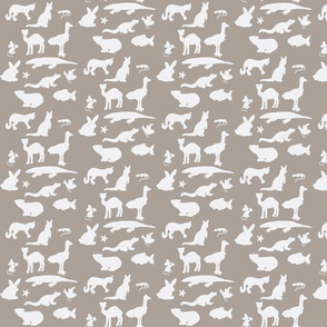 Animals Around the World in Grey and White