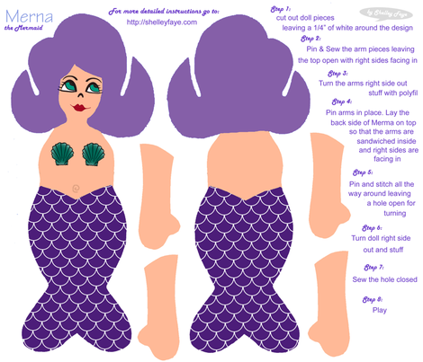 Merna the Mermaid in Purple fabric by shelleyfaye on Spoonflower - custom fabric