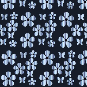 stripe - floral - butterfly