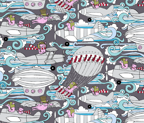 Pigs, They Fly fabric by sammyk on Spoonflower - custom fabric