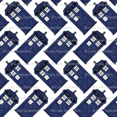 Doctor who diagonal tardis on white