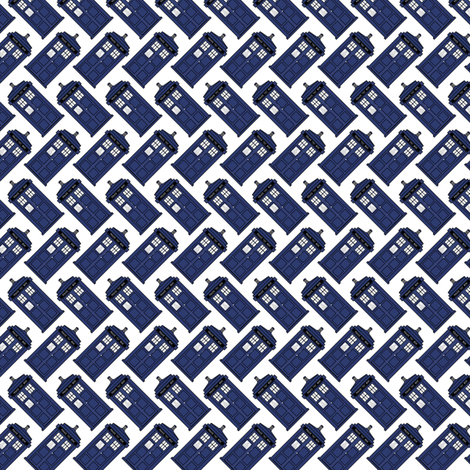 Doctor who diagonal tardis on white fabric by spacefem on Spoonflower - custom fabric