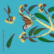 Blue Wattlebird Tea towel