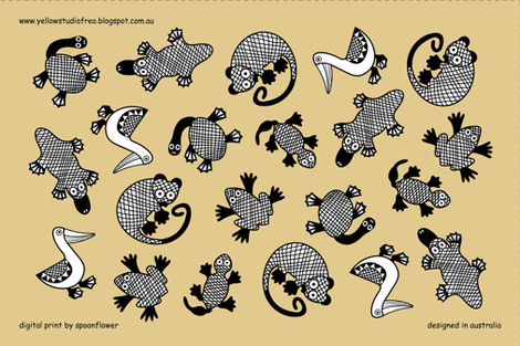 Oz Animals tea towel