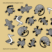 Oz Animals tea towel