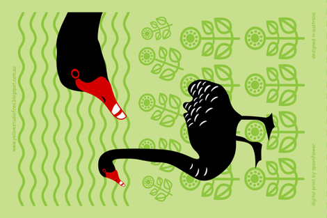Black Swans tea towel