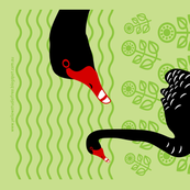 Black Swans tea towel