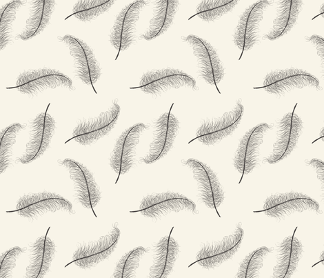 feathers_cream fabric by glindabunny on Spoonflower - custom fabric